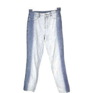 SHEIN Two-Tone Contrast Panel‎ Straight Leg Jeans Blue Light Wash – Small